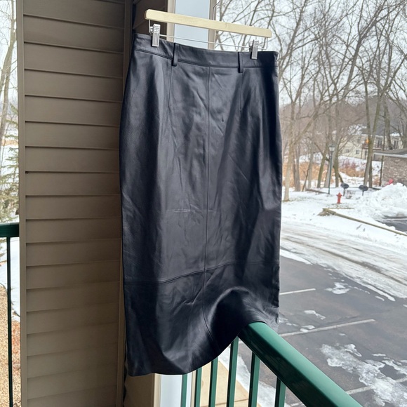 🆕Antonio Melani Genuine Leather Midi Pencil Skirt Black Size 10,12 LuxuryClassic - Picture 4 of 17